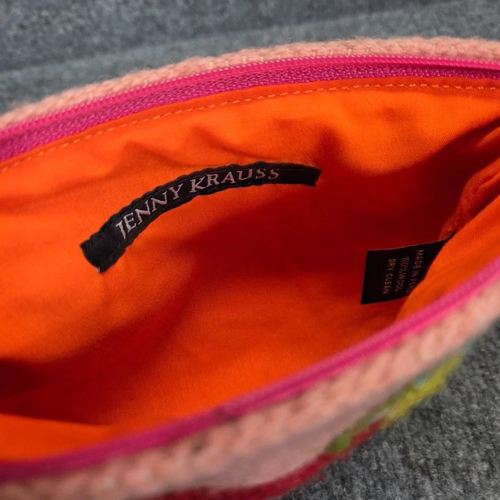 Jenny Krauss Love Letters Embroidered Wool Makeup Bag Pouch Initial 